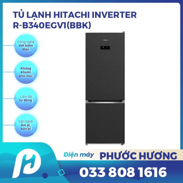 Tủ lạnh Hitachi R-B340EGV1(BBK) Inverter 323 lít